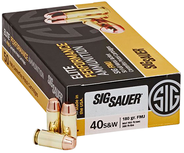 Sig Sauer E40SB250 Elite Ball  40S&W 180gr Full Metal Jacket 50 Per Box/20 Case