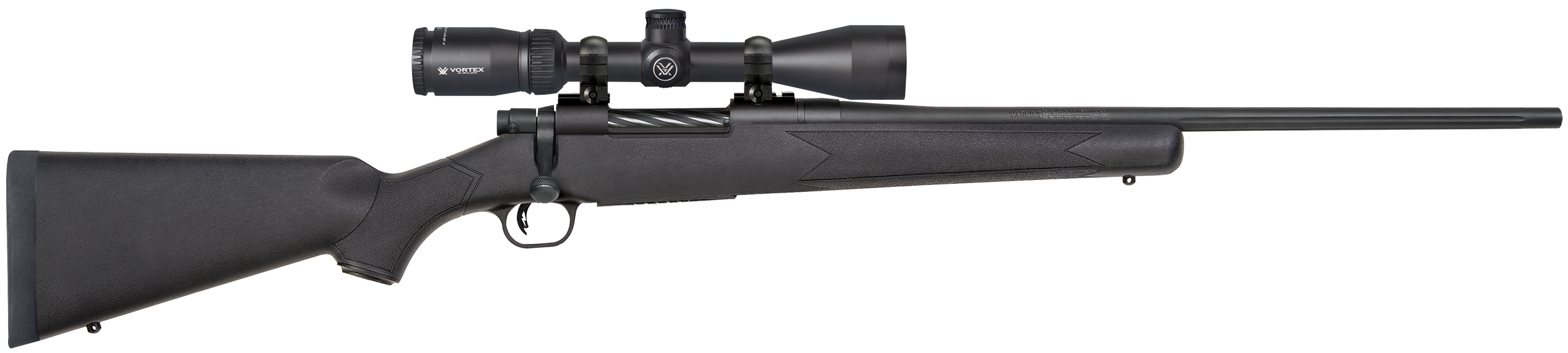 Mossberg 28053 Patriot  7mm-08 Rem Caliber with 5+1 Capacity, 22″ Fluted Barrel, Matte Blued Metal Finish & Black Synthetic Stock Right Hand (Full Size) Includes Vortex Crossfire II 3-9x40mm Scope