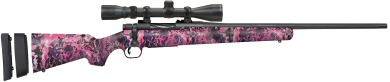 Mossberg 28258 Patriot Super Bantam w/Optic 350 Legend 4+1 22″ Matte Blued Fluted Threaded Barrel, Matte Blued Drilled & Tapped Receiver, Adj LOP Muddy Girl Wild Synthetic Stock, 3-9x40mm Duplex