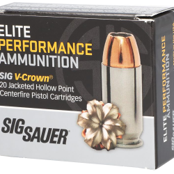 Sig Sauer E10MM20020 Elite Performance  10mmAuto 200gr V-Crown Jacketed Hollow Point 20 Per Box/10 Case