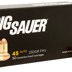 Sig Sauer E45BA350 Elite Ball  45ACP 230gr Full Metal Jacket 50 Per Box/20 Case