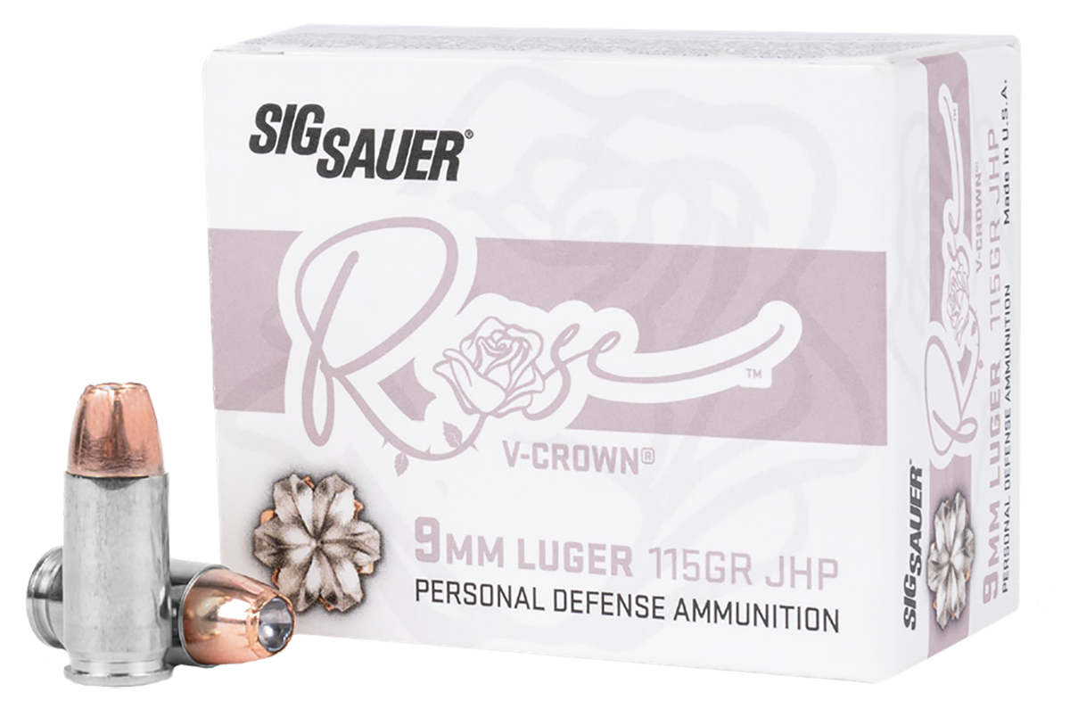 Sig Sauer E9MMA1ROSE20 Rose  9mm Luger 115gr V-Crown Jacketed Hollow Point 20 Per Box/10 Case