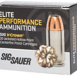Sig Sauer E40SW220 Elite Performance  40S&W 180gr V-Crown Jacketed Hollow Point 20 Per Box/10 Case