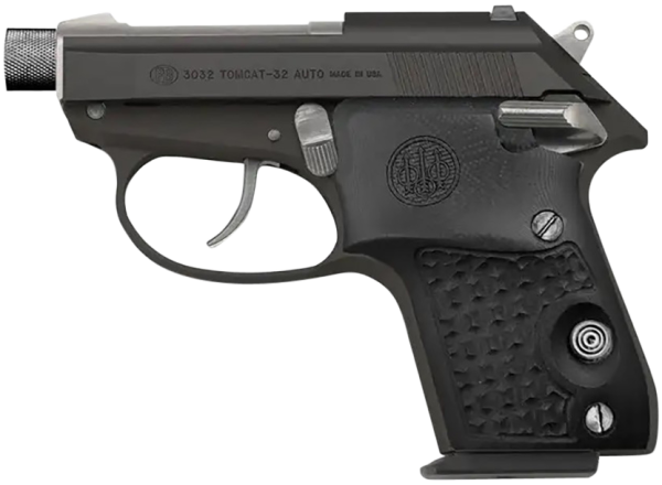 Beretta USA SPEC0696A 3032 Tomcat Silver Black Gorilla Micro-Compact 32 ACP 7+1, 2.90″ Silver Steel Threaded Tip-Up Barrel, Matte Black Serrated Steel Slide, Black Aluminum Frame