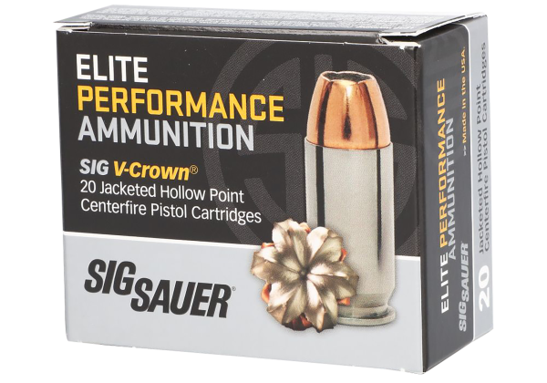 Sig Sauer E10MM20020 Elite Performance  10mmAuto 200gr V-Crown Jacketed Hollow Point 20 Per Box/10 Case