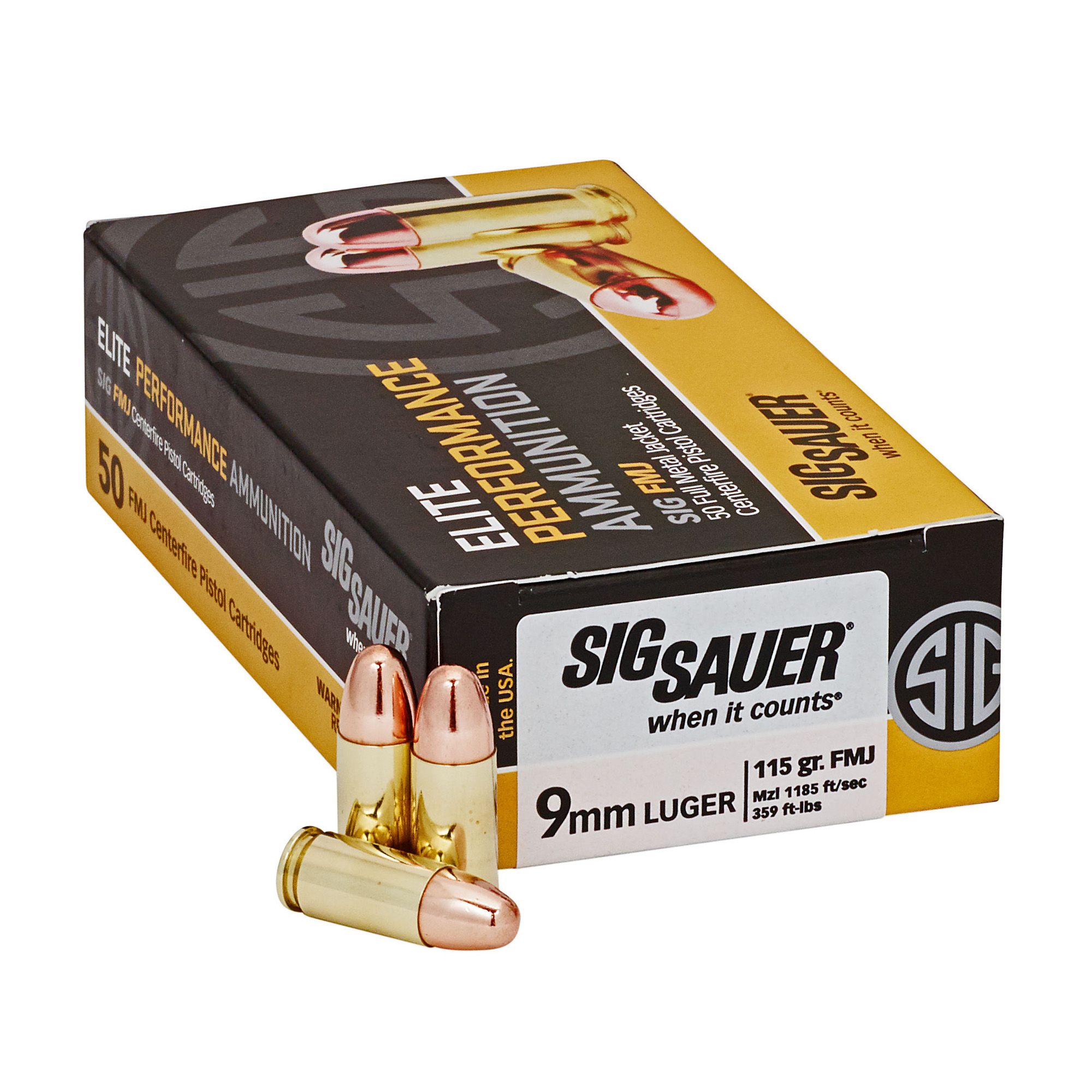 SIG AMMO 9MM 115GR FMJ 50/500