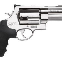 Smith & Wesson 163504 Model 500  X-Frame 500 S&W Mag Stainless      Steel 4″ Compensated Barrel & 5rd Cylinder, Satin Stainless Steel   X-Frame, Includes Two Muzzle Brakes & Internal Lock