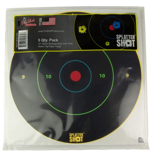 PROSHOT 12″ MULTI CLR BULLSEYE 5PK