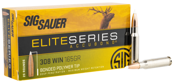 Sig Sauer E308AB16520 Elite Hunting  308Win 165gr Nosler AccuBond 20 Per Box/10 Case
