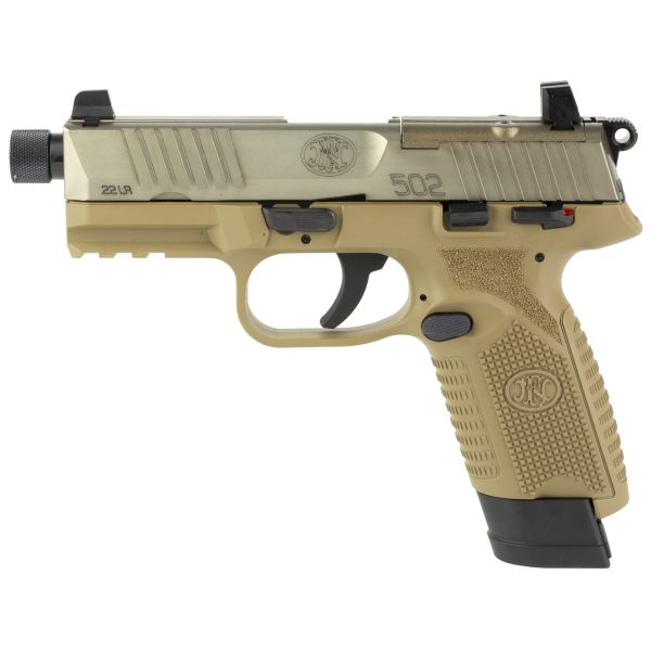 FN 502T 22LR 4.6″ 1-15RD 1-10RD FDE
