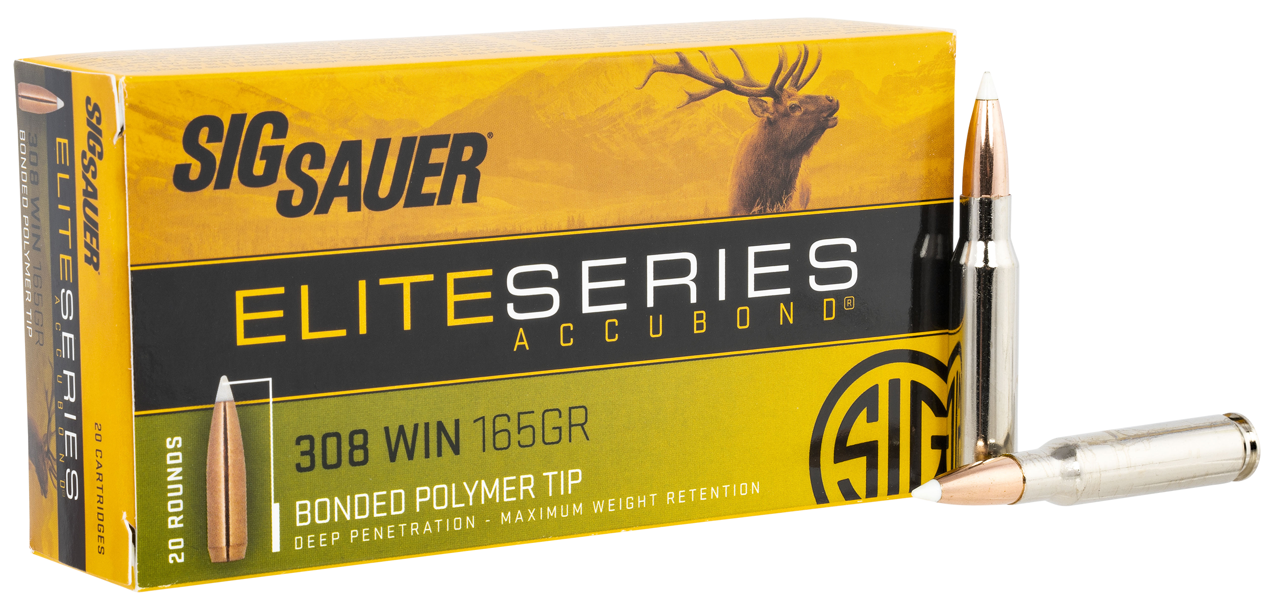 Sig Sauer E308AB16520 Elite Hunting  308Win 165gr Nosler AccuBond 20 Per Box/10 Case