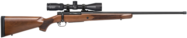 Mossberg 28237 Patriot w/Optic 6.5 PRC 4+1 24″ Matte Blued Fluted Threaded Barrel, Matte Blued Drilled & Tapped Receiver, Fixed Walnut Stock, Vortex Crossfire II 3-9x40mm