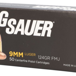 Sig Sauer E9MMB250 Elite Ball  9mmLuger 124gr Full Metal Jacket 50 Per Box/20 Case