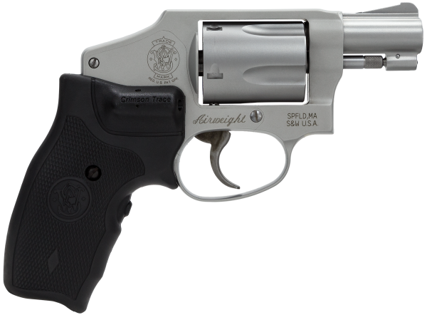 Smith & Wesson 163811 Model 642 Airweight 38 Special + P 5 Shot 1.88″ Stainless Steel Barrel/Cylinder, Matte Silver Aluminum Alloy J-Frame, Includes Crimson Trace LG-305 Lasergrip