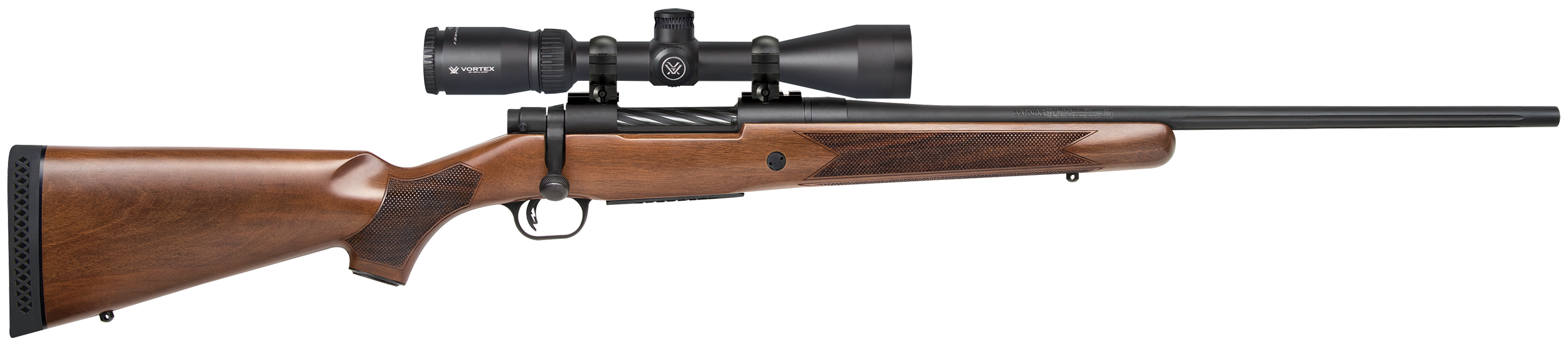 Mossberg 28059 Patriot  25-06 Rem Caliber with 5+1 Capacity, 22″ Fluted Barrel, Matte Blued Metal Finish & Walnut Stock Right Hand (Full Size) Includes Vortex Crossfire II 3-9x40mm Scope