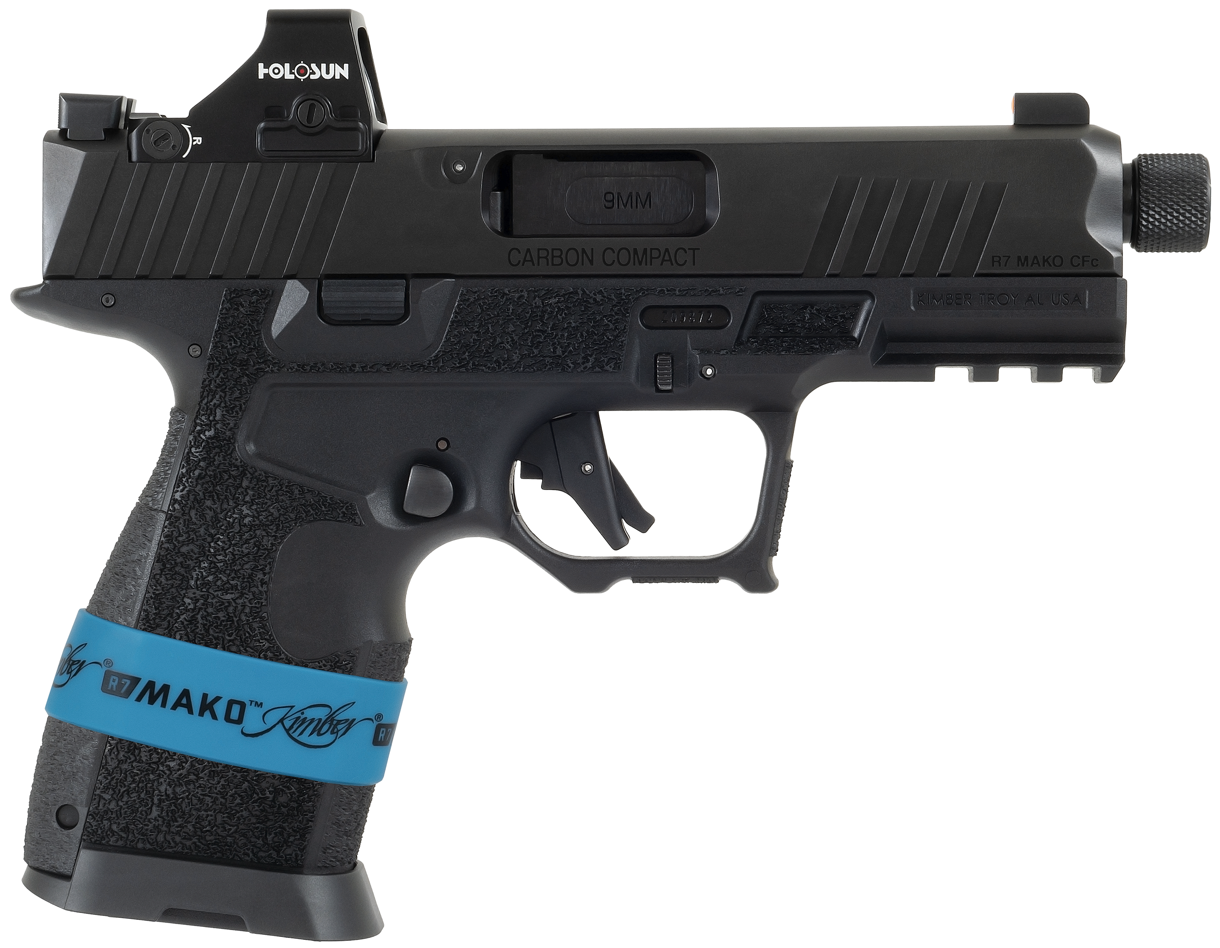 Kimber Mfg.,inc 3800019 R7 Mako Carbon Compact TFS OI 9mm 15+1 4.42″ FNC Stainless Steel Slide Molded Stippling Interchangeable Modular Backstrap Grip Holosun HS 407K