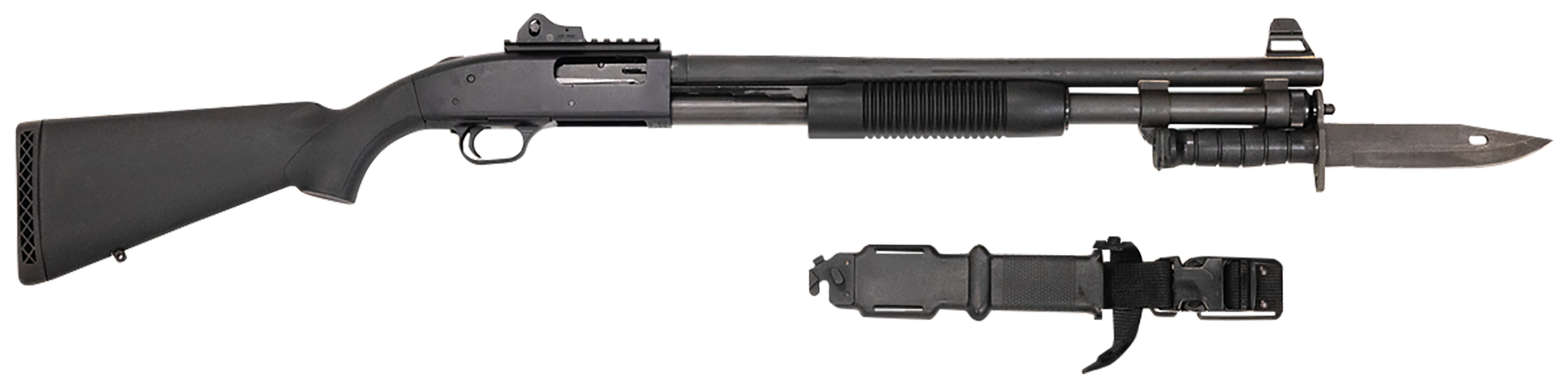 Mossberg 50771 590A1 Tactical SPX 12 Gauge 3″ 8+1 20″ Parkerized Heavy-Walled Barrel Black Rec with Ghost Ring Rear Sight Black Synthetic Stock Right Hand Includes Bayonet Lug