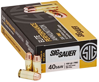 Sig Sauer E40SB250 Elite Ball  40S&W 180gr Full Metal Jacket 50 Per Box/20 Case