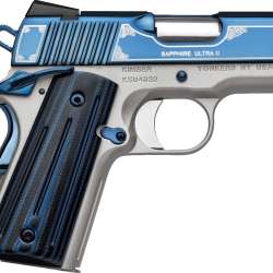 Kimber Mfg, Inc 3200362 Ultra II  45 ACP 7+1 3″ Stainless Match Grade Barrel, Engraved Sapphire Blue PVD Serrated Stainless Steel Slide, Satin Silver Aluminum Frame w/Beavertail, G10 Grip