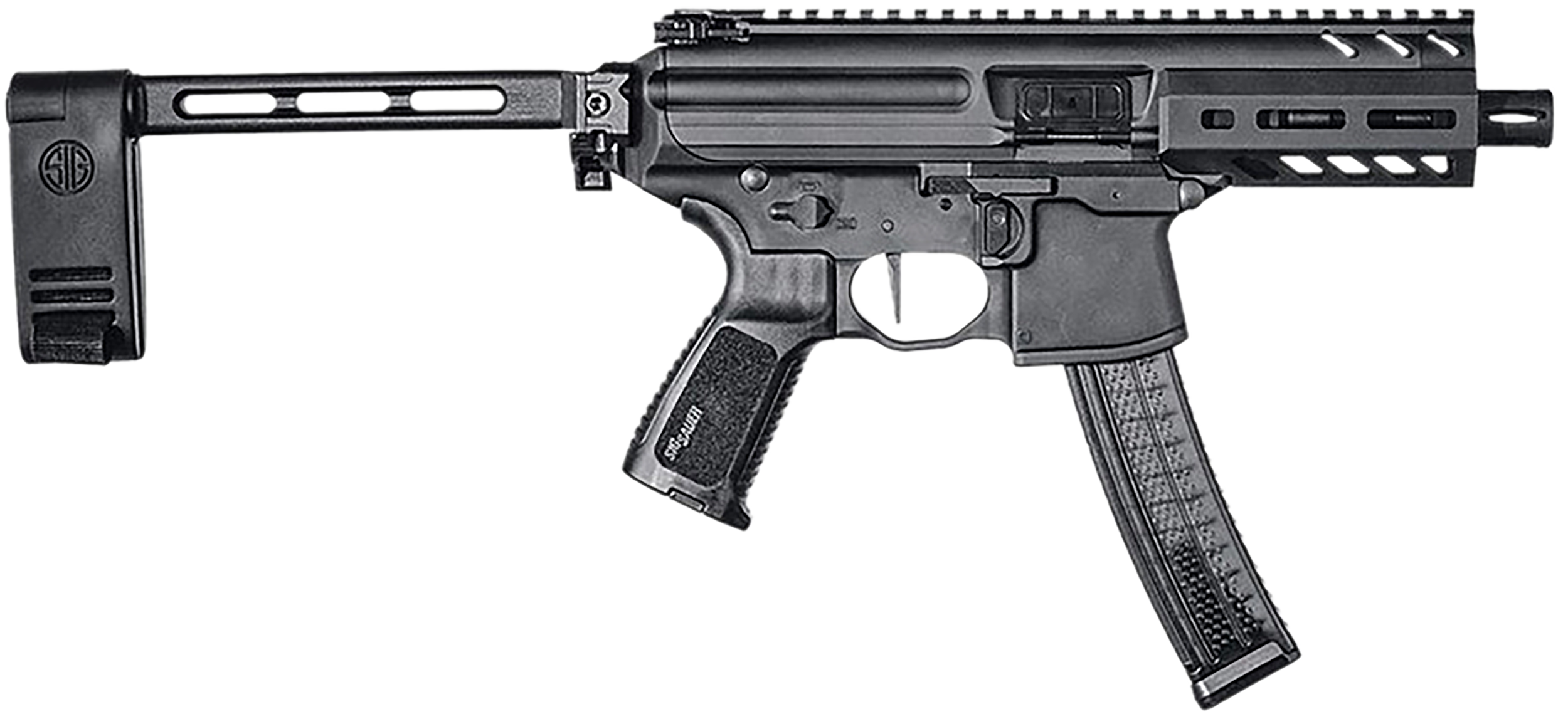 Sig Sauer PMPX4B9 MPX K  9mm Luger Caliber with 4.50″ Barrel, 30+1 Capacity, Black Hard Coat Anodized Metal Finish, Folding Pivoting Contour Brace Stock & Black Polymer Grip Right Hand
