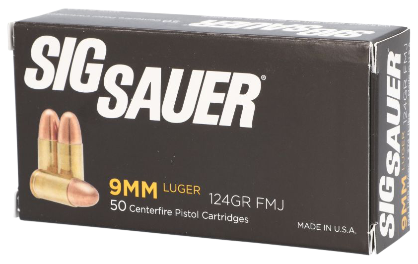 Sig Sauer E9MMB250 Elite Ball  9mmLuger 124gr Full Metal Jacket 50 Per Box/20 Case