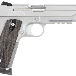 Sig Sauer 1911R45SSSCA 1911 Full Size *CA Compliant 45 ACP Caliber with 5″ Barrel, 8+1 Capacity, Overall Stainless Steel Finish, Picatinny Rail/Beavertail Frame, Serrated Slide & Blackwood Grip