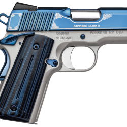 Kimber Mfg, Inc 3200273 Ultra II  9mm Luger 8+1 3″ Stainless Match Grade Barrel, Engraved Sapphire Blue PVD Serrated Stainless Steel Slide, Satin Silver Aluminum Frame w/Beavertail, G10 Grip