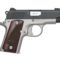Kimber Mfg.,inc 3300206 Micro Two-Tone NS 380 ACP 7+1 2.75″ Matte Black  Stainless Steel Slide Brush Polished Checkered Rosewood Grip