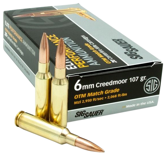 Sig Sauer E6MMCM220 Marksman Elite  6mm Creedmoor 107 gr Open Tip Match 20 Per Box/ 10 Case