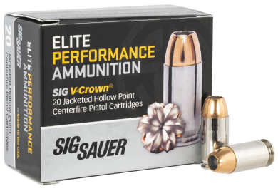 Sig Sauer E45AP120 Elite Performance  45ACP 200gr V-Crown Jacketed Hollow Point 20 Per Box/10 Case
