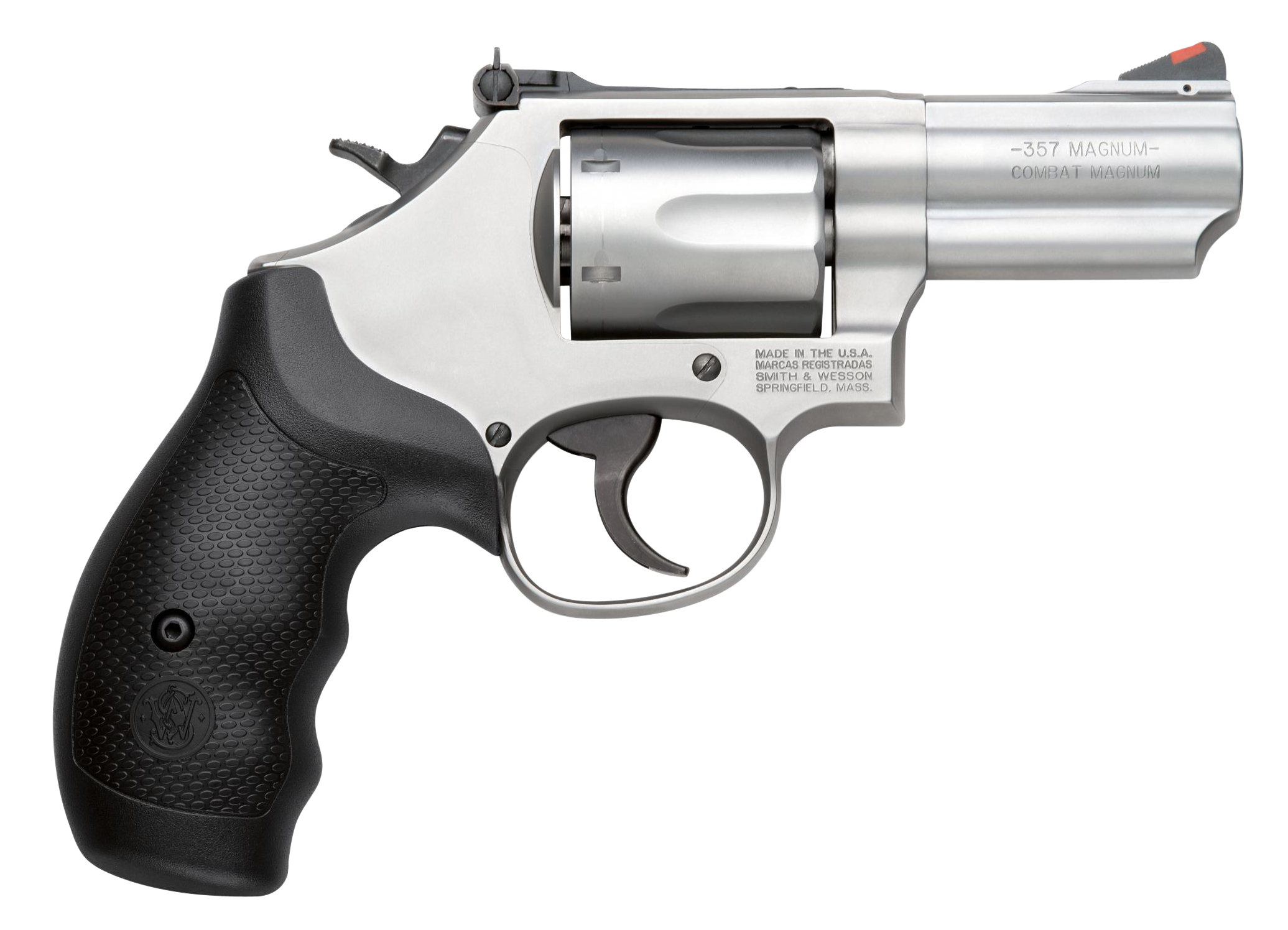 Smith & Wesson 10061 Model 66 Combat Magnum 357 Mag or 38 S&W Spl +P Stainless Steel 2.75″ 2 Piece Barrel, 6 Shot   K-Frame, Full-length Extractor Rod, Synthetic Grip, Internal Lock