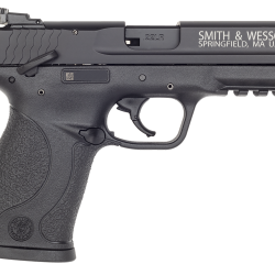 Smith & Wesson 108390 M&P 22  Compact Frame 22 LR 10+1, 3.60″ Black Steel Barrel, Black Hard Coat Anodized Serrated Slide, Black Polymer Frame w/Picatinny Rail Frame & Grip, Ambidextrous, Thumb Safety