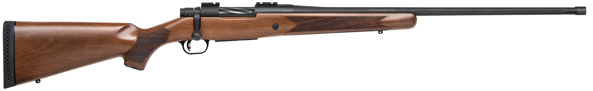 Mossberg 28239 Patriot  7mm PRC 3+1 24″ Matte Blued Fluted Threaded Barrel, Matte Blued Drilled & Tapped Receiver, Fixed Walnut Stock