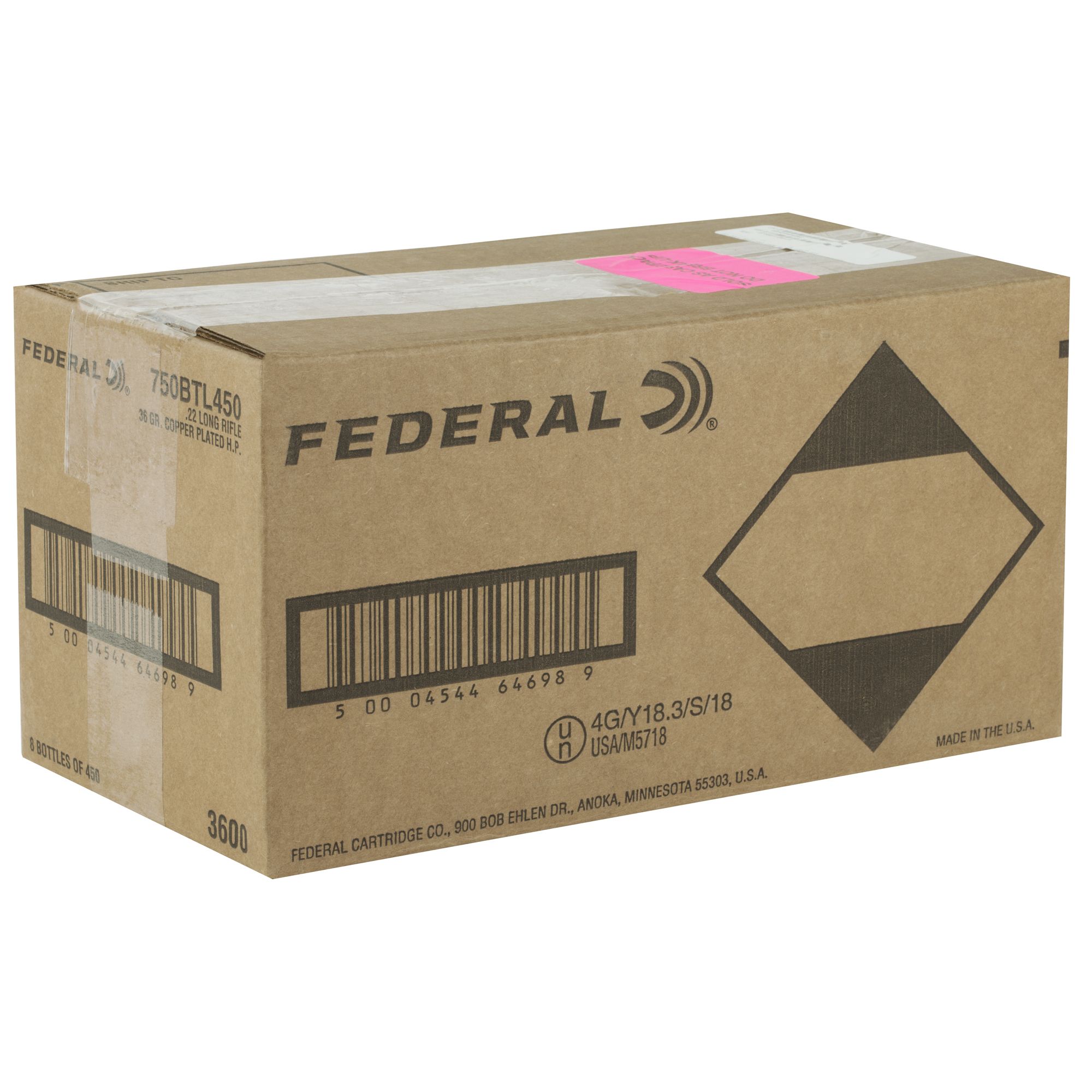 FED 22LR 36GR CPHP BYOB BTL 8X 450CT