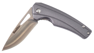 Smiths Products 51246 Istana  2.75″ Folding Drop Point Plain Satin 400 SS Blade/Gray Anodized Aluminum Handle Includes Pocket Clip