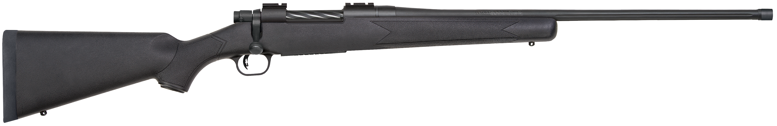 Mossberg 28118 Patriot  300 Win Mag 3+1 24″ Threaded/Fluted Barrel w/Recessed Match Crown, Blued Metal Finish, Spiral-Fluted Bolt, Synthetic Stock, Drop Box Magazine, Adjustable LBA Trigger
