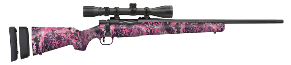 Mossberg 28142 Patriot Super Bantam 243 Win Caliber with 5+1 Capacity, 20″ Fluted Barrel, Matte Blued Metal Finish & Muddy Girl Wild Synthetic Stock Right Hand (Youth) Includes 3-9x40mm Scope