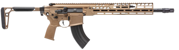 Sig Sauer RMCX762R16BLT MCX Spear LT 7.62x39mm 16″ 28+1, Coyote, OEM Grip/Folding Stock, Rocksett Sig QD Suppressor Ready Flash Hider, Adj. Gas Block