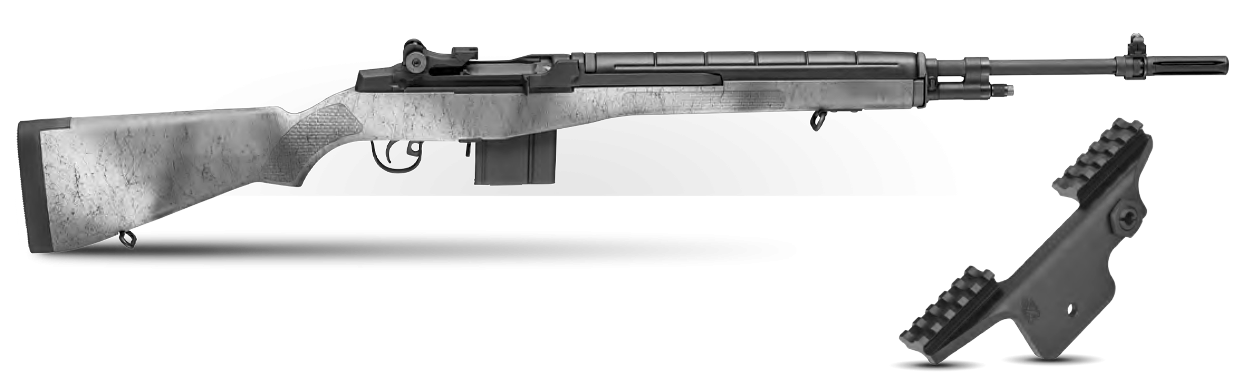 Springfield Armory  M1A Standard Issue Gear Up Pkg 308 Win/7.62x51mm 10+1 22″ Black Carbon Steel Barrel, Black Parkerized Stainless Steel Receiver, Fixed Synthetic Stock