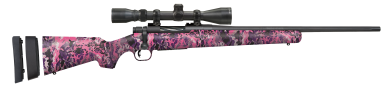 Mossberg 28145 Patriot Super Bantam 308 Win Caliber with 5+1 Capacity, 20″ Fluted Barrel, Matte Blued Metal Finish & Muddy Girl Wild Synthetic Stock Right Hand (Youth) Includes 3-9x40mm Scope