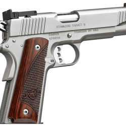 Kimber Mfg, Inc 3200326 Stainless II Target Full Size Frame 9mm Luger 9+1 5″ Stainless Match Grade Barrel, Satin Silver Serrated Stainless Steel Slide & Frame w/Beavertail, Rosewood Grip
