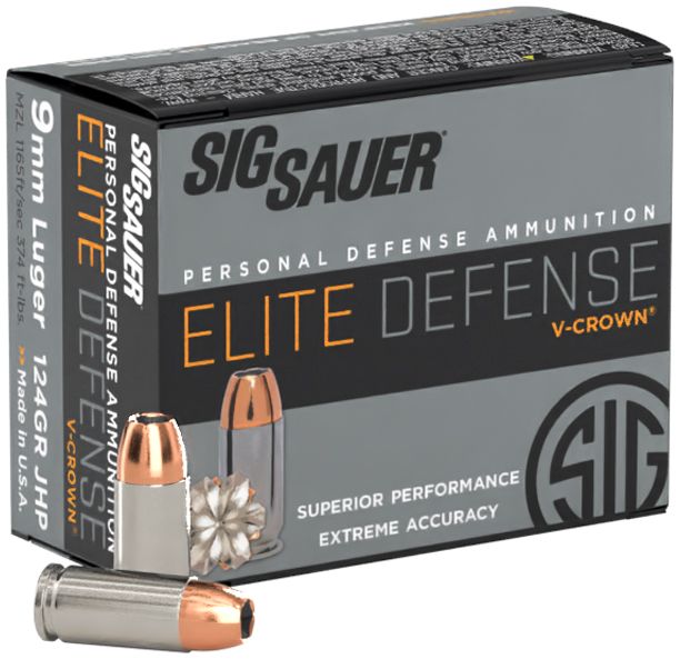 SIG AMMO 9MM 124GR ELITE V-CROWN JHP 20/10