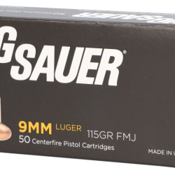 Sig Sauer E9MMB150 Elite Ball  9mmLuger 115gr Full Metal Jacket 50 Per Box/20 Case