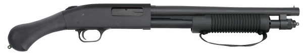 Mossberg 50657 590 Shockwave 20 Gauge 5+1 3″ 14.375″ Heavy Barrel, Blued Metal Finish, Dual Extractors, Drilled & Tapped Receiver, Corncob Forend w/Strap,  Raptor Birdshead Grip Stock