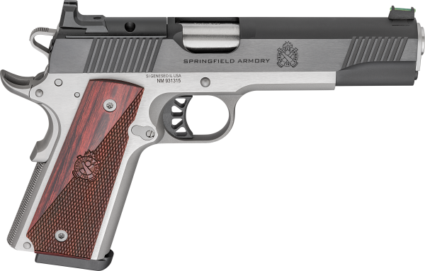 Springfield Armory PX9119LAOS 1911 Ronin 9mm 9+1 5″ Stainless Steel Barrel Optic Ready Blued Slide Crossed Cannons Checkered Grip