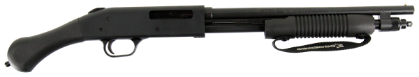 Mossberg 50649 590 Shockwave 410 Gauge 5+1 3″ 14.375″ Heavy Barrel, Blued Metal Finish, Dual Extractors, Drilled & Tapped Receiver, Corncob Forend w/Strap, Raptor Birdshead Grip Stock