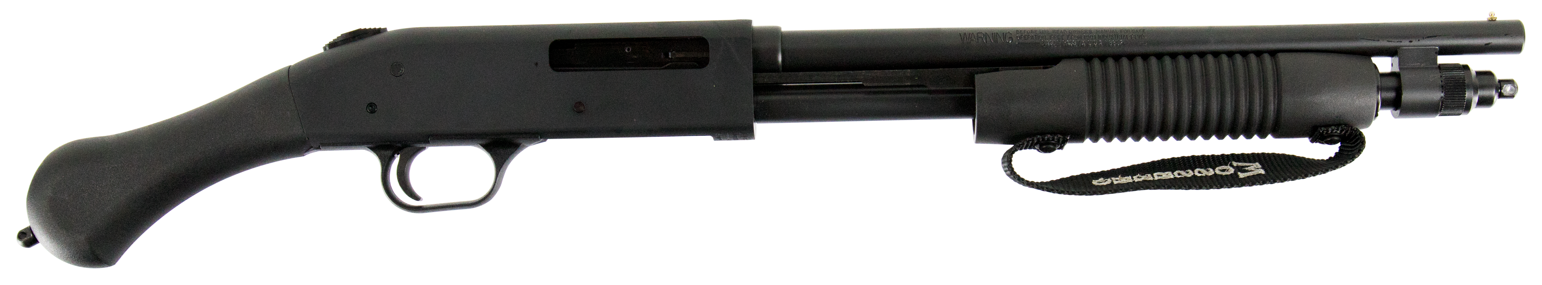 Mossberg 50649 590 Shockwave 410 Gauge 5+1 3″ 14.375″ Heavy Barrel, Blued Metal Finish, Dual Extractors, Drilled & Tapped Receiver, Corncob Forend w/Strap, Raptor Birdshead Grip Stock