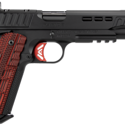 Kimber Mfg.,inc 3000438 Rapide Heat 45 ACP 8+1 5.50″ Black DLC Threaded Barrel, KimPro II Black Lightening Cut/Optic Ready/Serrated Steel Slide, Kimpro II Black Steel Frame w/Beavertail, Red G10 Grip