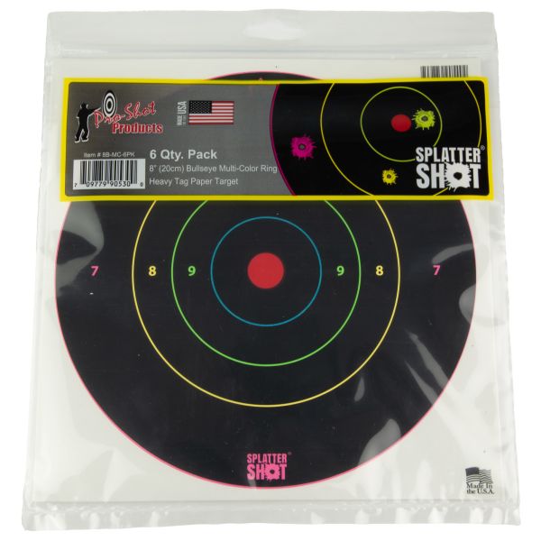 PROSHOT 8″ MULTI CLR BULLSEYE 6PK
