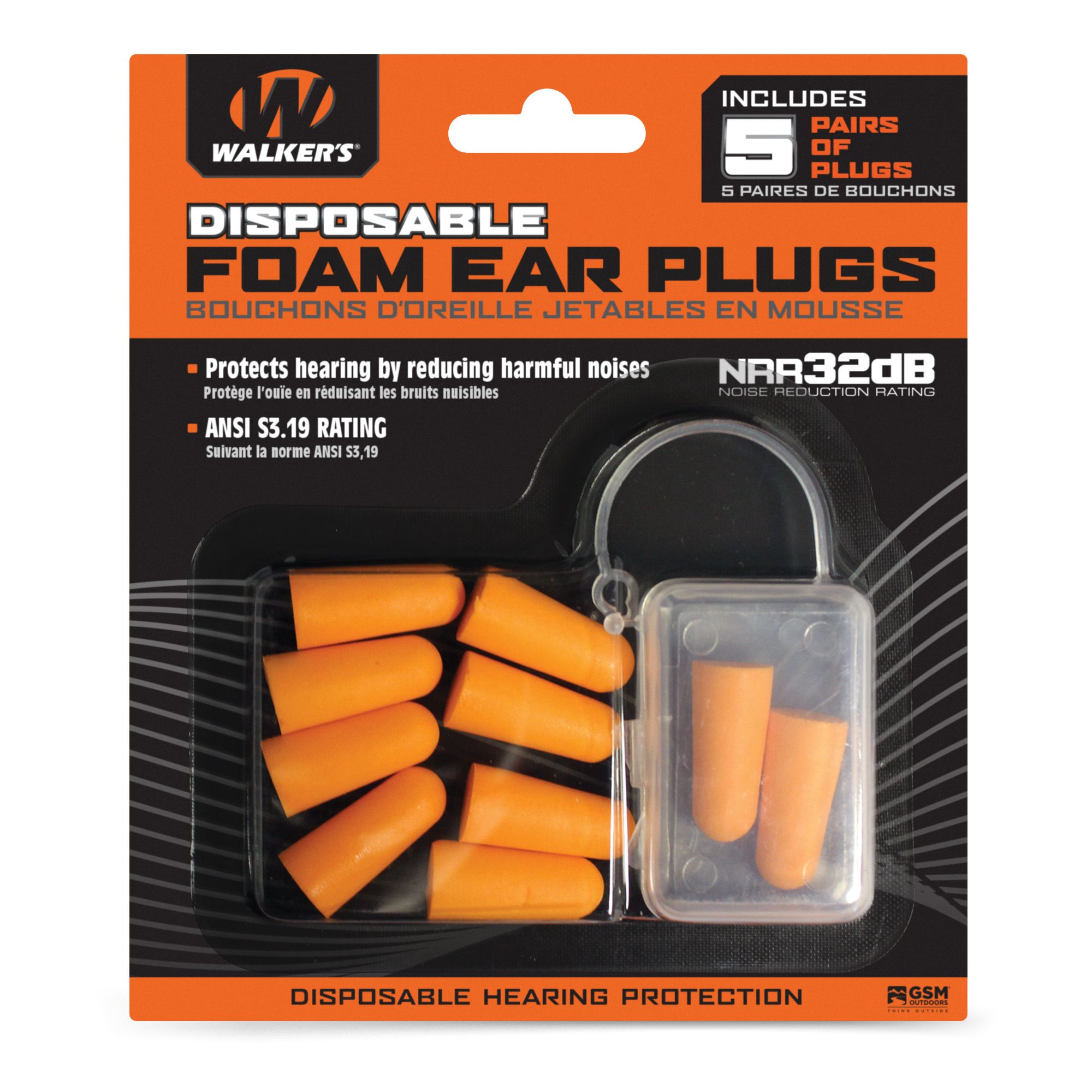 WALKER’S FOAM EAR PLUGS 5PK BLISTER